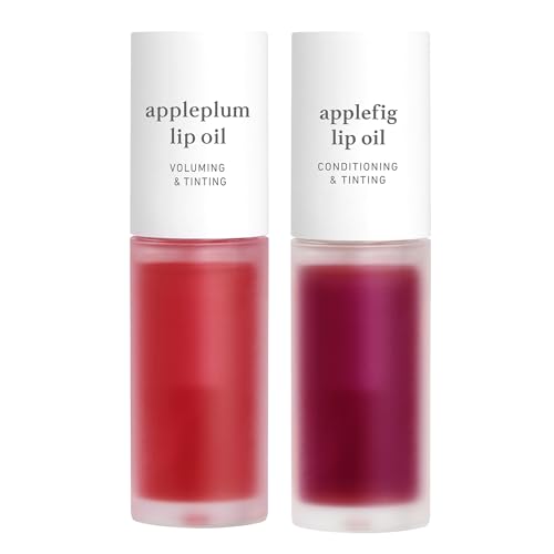Image of NOONI Korean Lip Oil Set - Appleplum & Applefig - Long-Lasting, Moisturizing, Plumping, Revitalizing for Dry Lips - Waterproof, No Peel Off, Stocking Stuffers Lip Plumper (2EA, 0.12 fl oz)