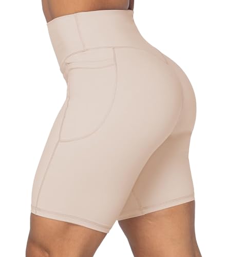 Image of Sunzel No Front Seam Biker Shorts for Women with Pockets, Yoga Workout Gym Bike Shorts with Tummy Control | 3, 5 Or 8-Inch Inseam, High Waisted, No Front Seam, Side Pockets, Buttery Soft, Compression Fit, Squat Proof, Tummy Control