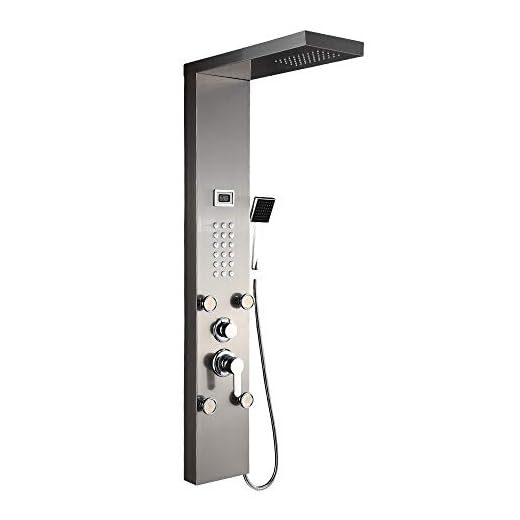Auralum - Columna de Hidromasaje Ducha 3 Función con Pantalla LCD Panel Columna de Ducha de Hidromasaje Moderna Acero Inoxidable para Baño