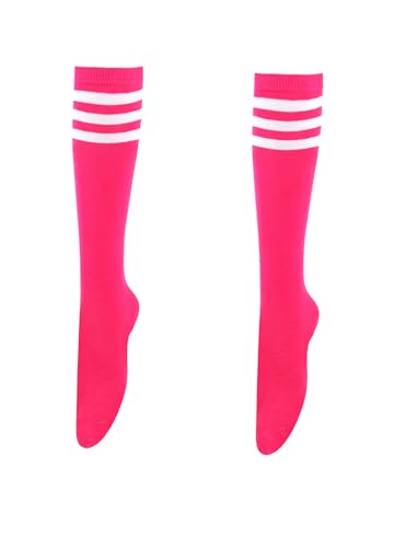Image of Women's Knee High Athletic Socks Casual Stripes Tube Socks Outdoor Sport Socks