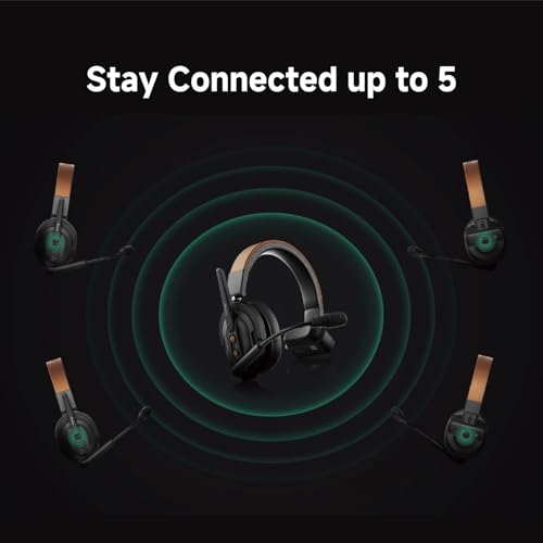 Image of Accsoon Como SE 5-Person Wireless Intercom Headset System 1 Host 4 Remote, 2.4GHz Full-Duplex with Flip-to-Mute, 30H+ Hour Battery Life for Crew Communication Group Talk