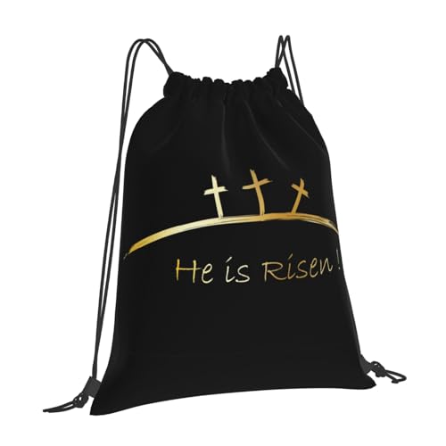 He Is Risen Happy Easter Day Drawstring Backpack Gym Bag Swimming Sports Backpack For Women Men2