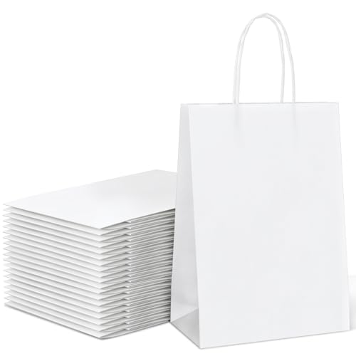 20 Pcs White Paper Bags with Twist Handles