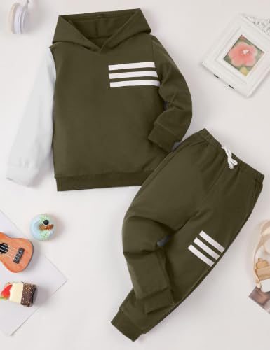 Image of Toddler Boy Clothes Long Sleeve Hoodie Sweatsuits Tops and Pants 2Pcs Boys Fall Winter Outfits Set