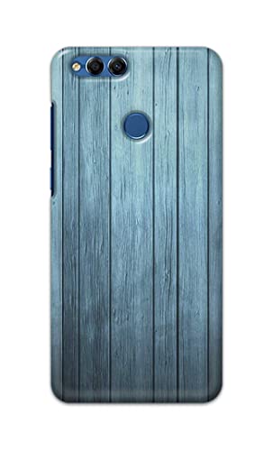 Image of Printed Hard Back Cover Case for Honor 7X | Huawei Mate SE Back Cover (Wooden Blue) -702
