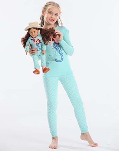 Image of Babyroom Girls Matching Doll&Toddler 4 Piece Cotton Pajamas Toddler Christmas Sleepwear