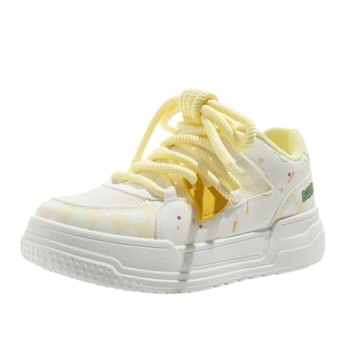 Girls Chunky Sneakers Breathable Mesh Round Toe, Y2k Street Aesthetic Shoes, PU Shoe Upper Comfortable Insoles