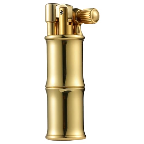 Image of Smoke King Vintage Windproof Trench Lighter Brass & Copper Alloy, Leak-Resistant, Collector-Ready Bamboo Design (Fuel Not Included)