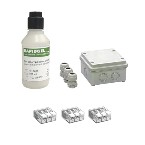 Arnocanali GI-BOX100 - Kit de gel bicomponente aislante y sellador con caja de derivación y prensacables, multicolor