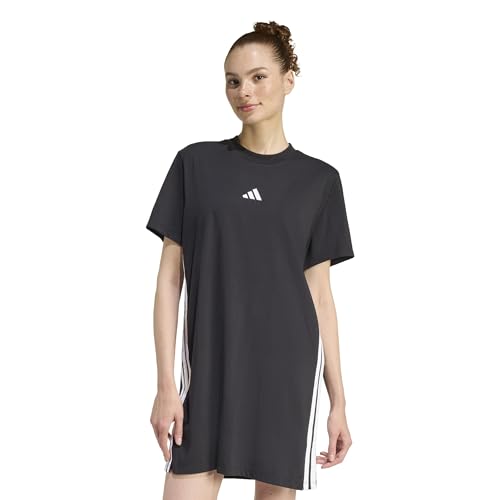 adidas Women's Essentials 3-Stripes T-Shirt Dress, Black/White, X-Small : Clothing, Shoes & Jewelry