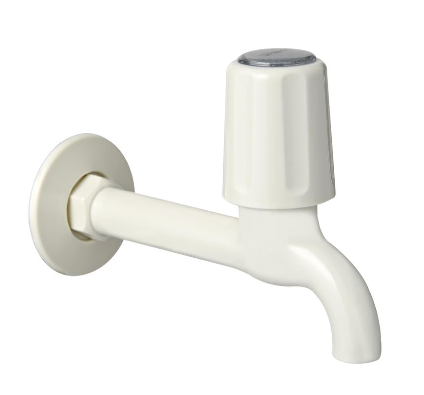 WELGO Long Body Faucet/Tap | Polo Collection Nozzle Bib Tap with Wall Flange| Plastic Water Tap for Garden Areas and Washing Machine Areas