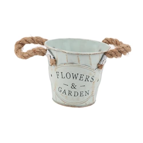 Dualoai Blumentopf mit Metalleimer, Vielseitiger Pflanzkübel für Balkon Und Terrasse, Hellgrün