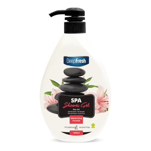 Image of Deep Fresh Shower Gel, Moisturising Cream Body Wash, Paraben Free, (Caramel, Spa, Goat Milk, Shea Butter, Sakura, Coconut), Liquid, 12 x 1000ml (12 Pack, Spa)