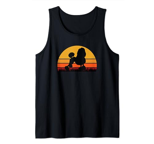 Poodle Dog Pet - Sunset Cute Dog Dad Mom Tank Top, Black