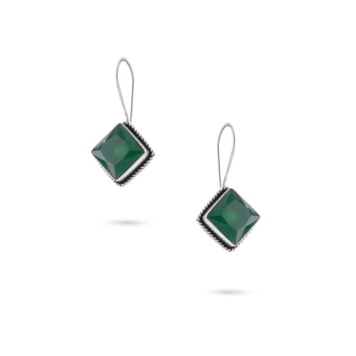 | Utsaav Collection | Green Square Stone Earrings | Gifts for Girlfriend, Women & Girls-image-44