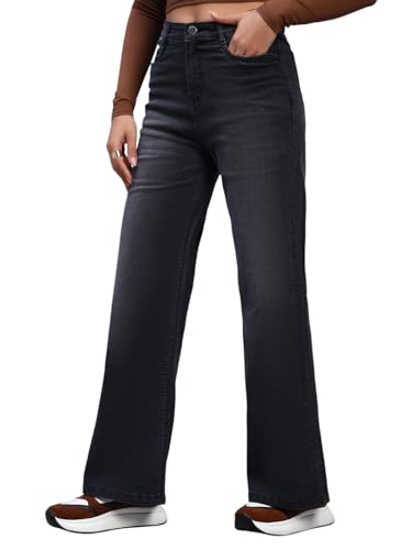 Image of Amazon Brand - INKAST Women High Rise Wide Leg Full Length Cotton Poly Lycra Jeans | Casual Denim Wear