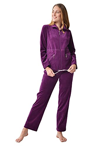RAIKOU Damen Nicki Hausanzug mit Reißverschluss Velours Freizeitanzug...