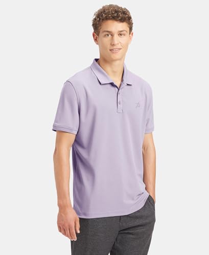 Image of Jockey AM38 Men's Microfiber Fabric Solid Half Sleeve Polo T-Shirt with StayDry & StayFresh Technology