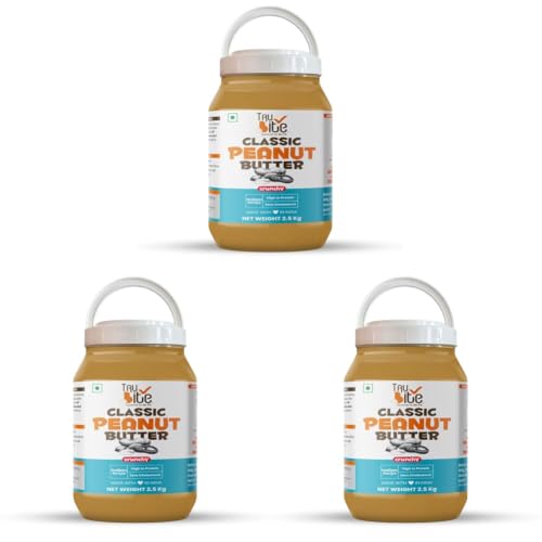 Image of Trubite Classic Peanut Butter (Crunchy) (2.5kg) | 26g Protein | Cholesterol Free | Indian Recipe | Delightful Taste (2.5KG) (Pack of 3)