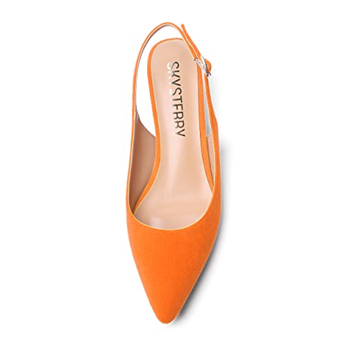 SKYSTERRY Womens Casual Pointed Toe Suede Slip On Wedding Slingback Kitten Low Heel Pumps Shoes 1.5 Inch3