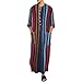 Mens Thobe Fashion Casual Striped Ethnic Kaftan Long Sleeve Muslim Inspired Thobes Soft Breathable Lightweight
