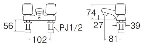 Amazon | 三栄 水栓金具 【K51-LH】ツーバルブ洗面混合栓 | 洗面水栓