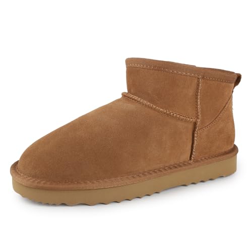 riemot Botas Mujer CláSicas Botas Nieve Piel AutéNtica Gamuza Calidez Interior Peludo Botines Mujer Ocio Diario Casual FáCil De Combinar Urbanas Zapatos Invierno, 39 EU