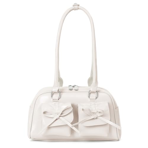 Image of Juoxeepy Ita Bag Cute Bow Purse Aesthetic Japanese Shoulder Bag Faux Leather Tote Bag Y2k Red Handbag Purse