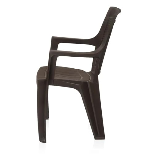 Image of Nilkamal Mystique Chair and Glass Top Coffee Table Set | 2 Chairs and 1 Table | Plastic Furniture Set for Indoor and Outdoor, Balcony, Garden, Patio & Living Room | Season Rust Brown and Weather Brown