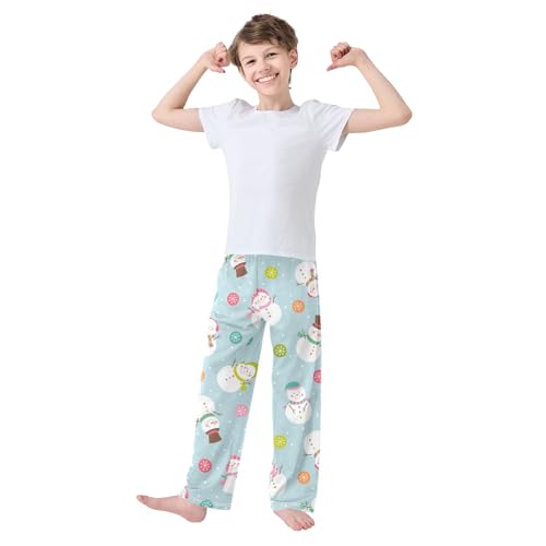 Boys' Pants Christmas Colorful Snowman Snowflake Long Bottoms Jogger Pants Elastic Waist Trousers with Pockets S-XL2