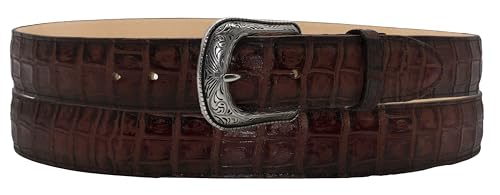 Silverton Men's Croc Belly Genuine Leather Western Style Cherry Belt2