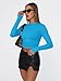 Trendy Queen Womens Long Sleeve T Shirts Fall Fashion 2025 Basic Crop Tops Going Out Workout Outfits Y2k Clothes Blue M
