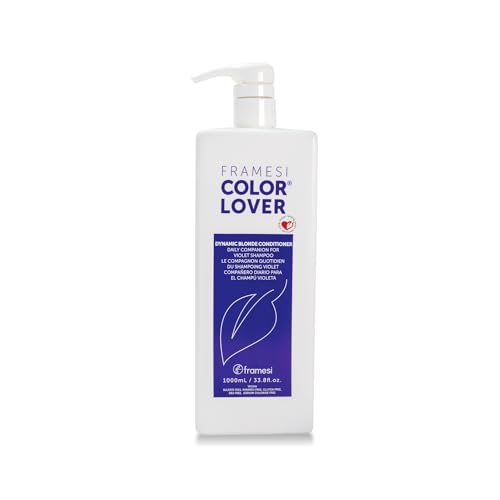 Framesi Color Lover Dynamic Blonde Purple Conditioner - Blonde Toner for Brassy Hair - Sulfate-Free Shine-Enhancing & Hydrating Conditioner - Blonde Highlighted Gray + White Hair (33.8 Fl Oz)