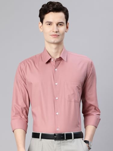 Image of Majestic Man Men's Solid Cotton Blend Wrinkle-Resistant Slim Fit Easy-Iron Formal & Office Wear