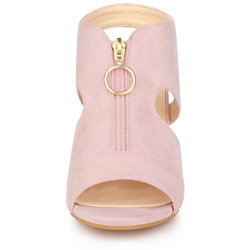 Allegra K Women's Front Zip Cut Out Chunky Heels Slingback Gladiator Heel Sandals2