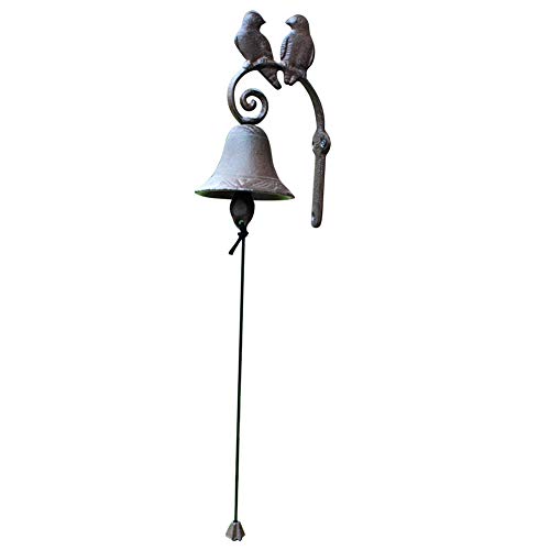 Frjjthchy Hanging Iron Cast Door Bell with Lovey Bird Antique Wall Sculpture for Entry Door,Garden,Patio,Yard