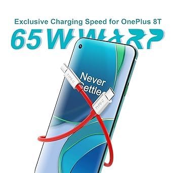 Image of Original Original 65W Fast Charging Cable for Oneplus 11|11R|11 Pro 5G|11RT|10|10 Pro|10R|10RT|9|9 Pro Fast Charging Cable 6.5A Warp C to C Cable,1 m Super Fast Charging Cable,Red (VIP-17)