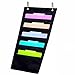 ZKOO 5 Pockets Hanging Wall File Organizer for A4 Size Paper/Legal/Letter Size Document, Sturdy Wall Mail Organizer Black Pocket Chart Great for Classroom, Office, Home Use with 2 Hangers