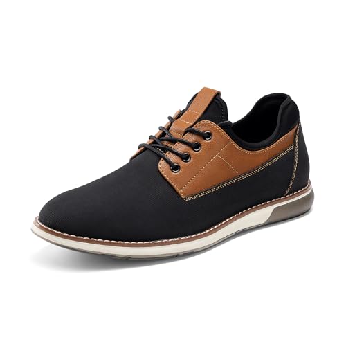 Bruno Marc Men's Plain Toe Oxford Shoes Business Formal Derby Dress Sneakers Crossflex GentEdge 12 Black/Brown