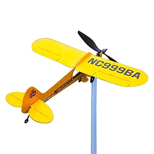 Yeling J3 Cub Airplane Weathervane, 2023 New Airplane Wind Spinner Metal Weathervane Windmill, Airplane Weather Vane For Yard Garden Patio Lawn Roof, Gifts For Flight Lovers #TOP1
