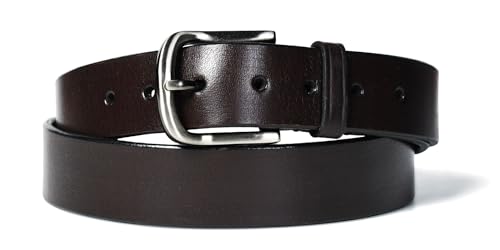 Bisonzo Mens Premium Full Grain Thick Leather Belt for Everyday Use