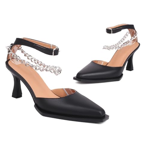 Sandales Creuses pour Femmes Talons Chaton 8CM et Sangles à Boucle Cheville
