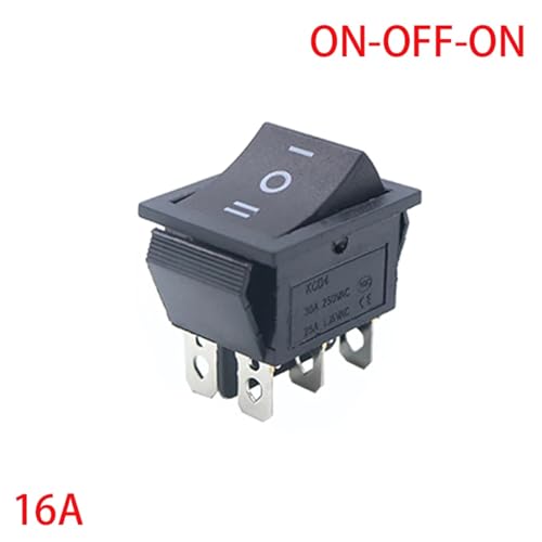 Interruptor basculante KCD4 con flecha de reinicio negra y 6 pines para doble circuito 250V 2