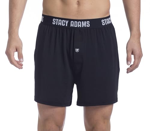 STACY ADAMS mens Stacy Adams Men's Boxer Shorts, Black, Large US