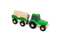 BRIO World 33799 Farm Tractor with Load – 3-Piece Wooden Railway Accessory Set with Tractor & Cargo, Compatible with BRIO Trains for Kids 3+ Years