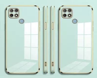Image of Apurb Store for Oppo A15 Plating Square Gold Frame Phone Case Luxury Soft Silicone Back Cover (for Oppo A15, Mint Green)