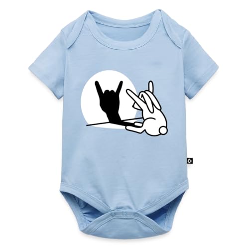 Spreadshirt Lapin Ombre Rock Musique Hard Rock Fan Metal Drôle Humour Body Manches Courtes Bébé Bio, 68 (3-6 mois), bleu clair