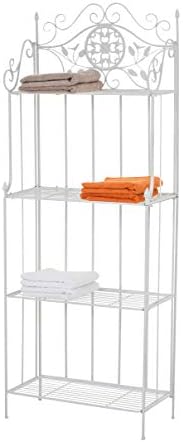 Estantería de Hierro Plegable Flora I Estantería Plegable Decorativa con 4 Estantes I Estantería de Hierro Multiusos de 4 Niveles I Color:, Color:Blanco