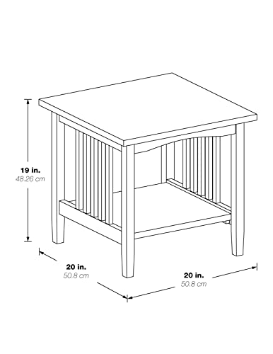Image of OSP Home Furnishings Sierra End Table with Lower Storage Shelf and Mission Style Side Panels, Ash Brown