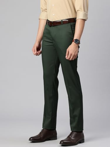 Image of Majestic Man Men's Slim Fit Solid Formal Trousers | Button and Zip | Side, Back Pockets | Italian Design | Office Wear /Executive Wear /Corporate Events /Business Meetings /Suit Pants